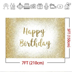 Mocsicka Happy Birthday Backdrop – Gold Glitter Sweet 16 Photo Backdrop for W…