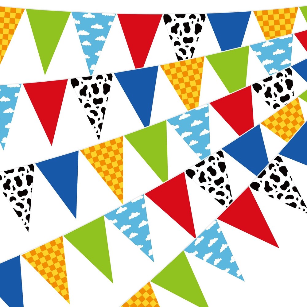 5 Pcs 49.2Ft Cartoon Party Decorations Blue Sky White Clouds and Cow Print Pe…