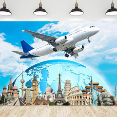 Fabric Global Travel Backdrop Airplane Map Travel Themed Birthday Party Decorati