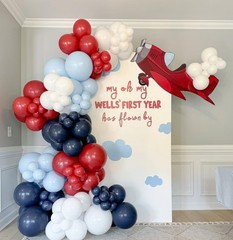 Red Blue White Balloons, 60 PCS 12 inch Navy Light Blue Red and White Balloon…