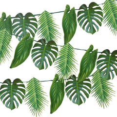 Tropical Palm Leaf Garland 8.5FT Green Jungle Party Banner Luau Summer Decor
