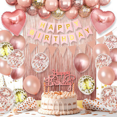 Rose Gold Birthday Decorations for Girls,Happy Birthday Party Decorations for Wo