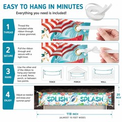 Splish Splash Pool Party Decorations Banner, 118 x 20 Inch Summer Pool Party …