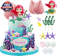 16 PCS Mermaid Cake Toppers for Mermaid under the Sea Themed Birthday Wedding Ba