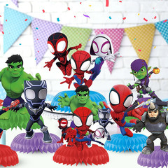 9Pcs Spidey Honeycomb Centerpieces, Cartoon Movie Theme Birthday Party Supplies,