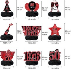 9Pcs 50Th Birthday Decorations Red and Black 50Th Birthday Party Decorations for
