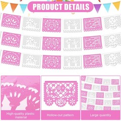 4 Pack 59 ft Mexican Papel Picado Banner Plastic Mexican Talavera Party Fiest…