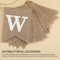 Welcome Baby Burlap Banner, Pre-Strung Unisex Baby Shower Decoration for Gender