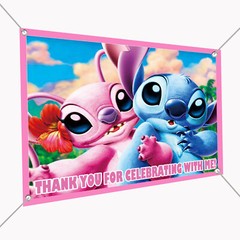 Angel & Stitch Vinyl Banner Sign 30″ x 24″, Backdrop 2.5’x2′, Stitch Girlfriend