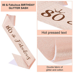 80Th Birthday Decorations Set- 80Th Birthday Crown and Sash Glitter Kit Gifts fo