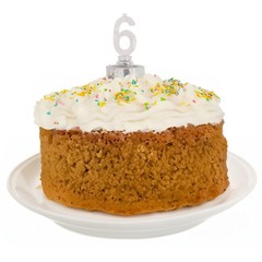 Blue Plastic Number 6 Flashing Candle Holder With Birthday 3″, Multicolor