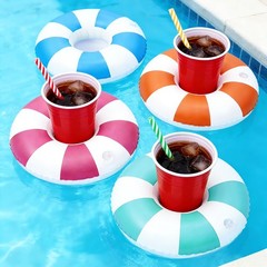 Vintage Stripe Drink Floaties 4 Pack Pool Drink Floats Inflatable Drink Holde…