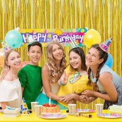 Photo Backdrop Metallic Foil Fringe Curtain Tinsel Party Birthday Door Decor US