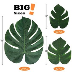 Tropical Palm Leaves 120 Pcs 3 Sizes Imitation for Luau Hawaiian Party Decor