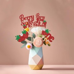12 PCS Berry First 1st Birthday Centerpiece Sticks Strawberry Decorations