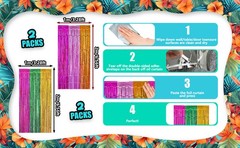 Hawaiian Luau Party Decorations, 2 Pack 3.28 x 6.56 Ft Foil Fringe Curtains