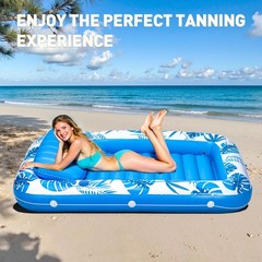 Inflatable Tanning Pool Lounger Float, 71″ x 48″ Large Pool Floats Adult with…