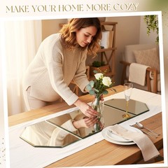 3 Pcs Irregular Glass Mirror Trays Centerpieces for Table, 5mm Thick Beveled …