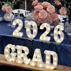 Grad 2026: 8 Bright LED Marquee Letters – Perfect for Graduation Celebrations!