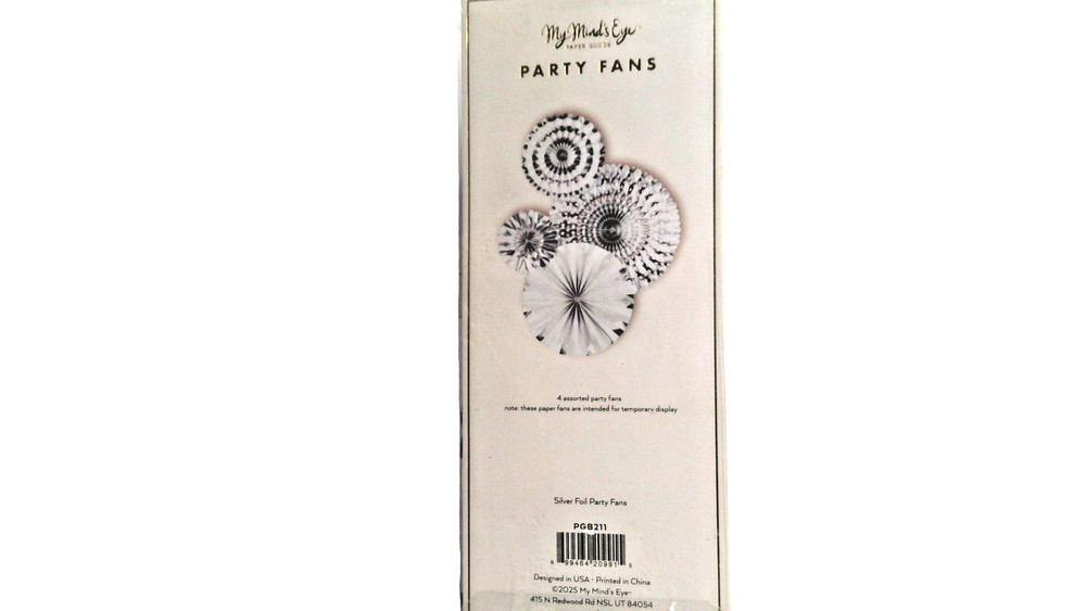 My Mind’s Eye Party Fans Silver Foil Hanging Decorations Set Of 4 Paper Art