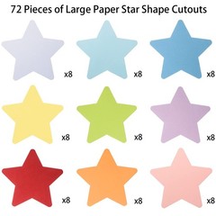 72 Pieces Large Star Cut Outs, Paper Shapes, Assorted Color, Classroom Decor 6×6