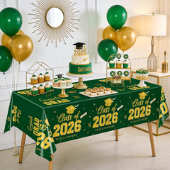 Graduation Decorations 2026, Green and Gold Graduation Tablecloths, 2 Pack Congr