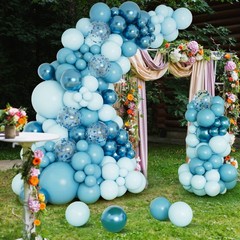 Blue Balloon Garland Arch Kit with Different Size Metallic Macaron Blue Confe…