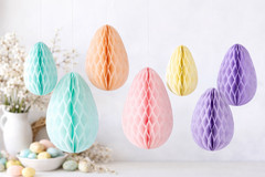 Pastel Honeycomb Easter Egg Decorations Hanging Party Decor 20cm 30cm x 6