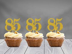 85th Birthday Cupcake Toppers Party Decorations (SET of 12) 20 Colors Available