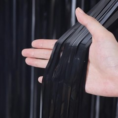 3 PCS Black Foil Fringe Backdrop Curtains Tinsel Streamers Party 3.3×6.6 FT