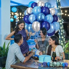 Blue and Silver Balloons, Graduation Balloons Pearl Royal Navy Blue Latex Bal…