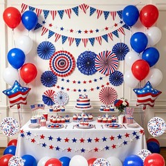 Patriotic Decorations 4th of July Balloon Arch Decorations Banner Red White B…