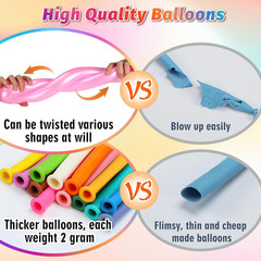 100 Pcs 260Q Balloons Kit with Pump – Kids Premium Latex Twisting Long Balloons