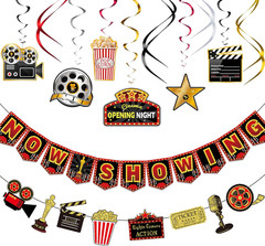 Movie Night Party Decorations Hanging , Movie Birthday Banners , Party Supplies