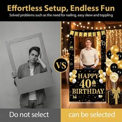40th Decorations for Men, 29Pcs Photo Booth Prop Set with Freestanding Frame,…