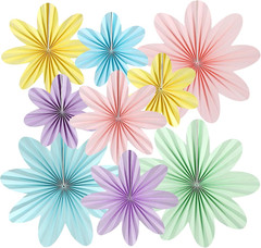 Paper Flowers Decorations for Wall, 9 PCS Paper Fans Party Decorations, Pastel