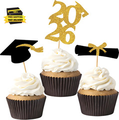 Graduation Decorations 2026-36 PCS Graduation Cupcake Toppers – 2026 Graduation