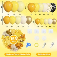 153pcs Bee Balloon Arch Garland Kit, Different Sizes 18 12 10 5 inch Mustard …