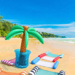 PARENTSWELL 63» Inflatable Palm Tree Cooler, Tropical Luau Party Decorations, I