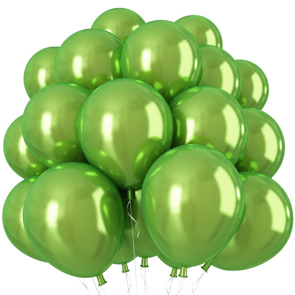 Chrome Green Balloons, 50 PCS 10 Inch Double-Layered Metallic Light Green Bal…