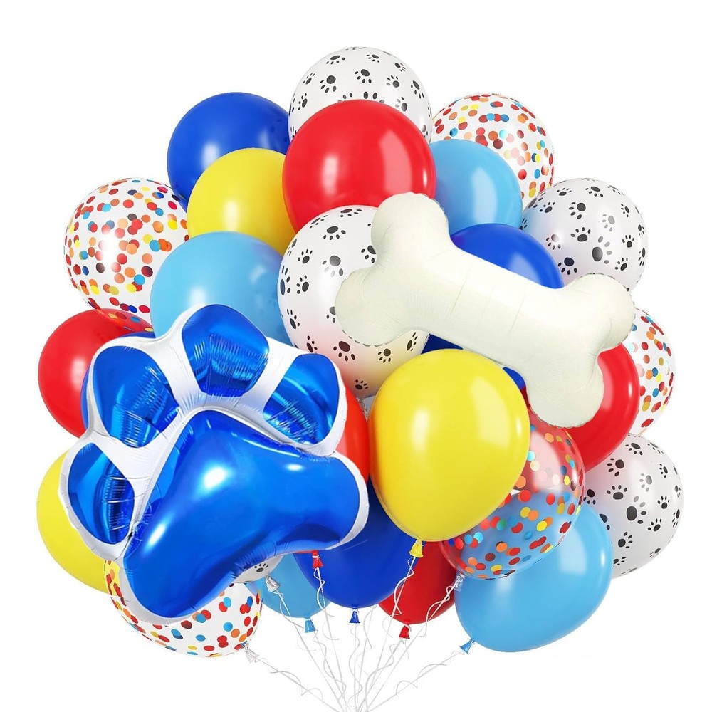 Dog Decorations Balloon Set, Blue Paw And Bone Balloons, 12 Inch Red Blue Yel…