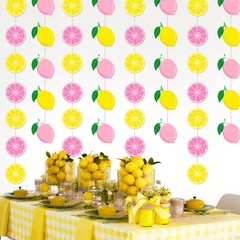 8pcs Lemon Party Hanging Garlands Pink and Yellow Lemon Birthday Party Decora…