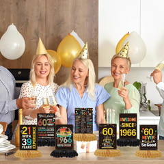 60Th Birthday Decorations for Men Women – 9PCS Black Gold Back in 1966 Birthday