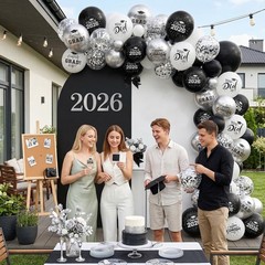 2026 Graduation Balloons Black White Silver Congrats Grad Party Decor 12 Inch