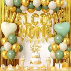 Welcome Home Decorations Sage Green Gold,Welcome Home Balloon Banner with Hea…