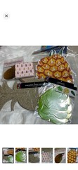 Tropical Pineapple Luau Party Table Decorations, Banner Napkins Leaf Cutouts