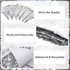 2026 Graduation Decoration 32.8ft Silver Sequin Fabric Triangle Pennant Banner F
