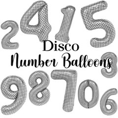 40 Inch Disco Number Balloons Large Silver Disco Ball Print Number Balloon fo…