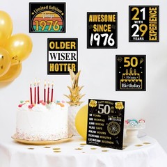 Turypaty 50th Birthday Decorations for Men 11.4 x 9.4 inches, Black Gold