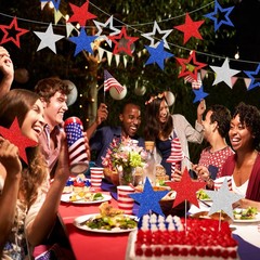 30 Pcs Large Patriotic Star Cutouts Paper Decorations 3 Sizes 6″ 9.8″ 10.6″ D…